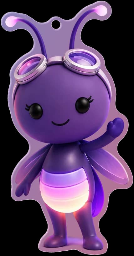 Lumi, la mascota de WIT, como llavero de acrílico